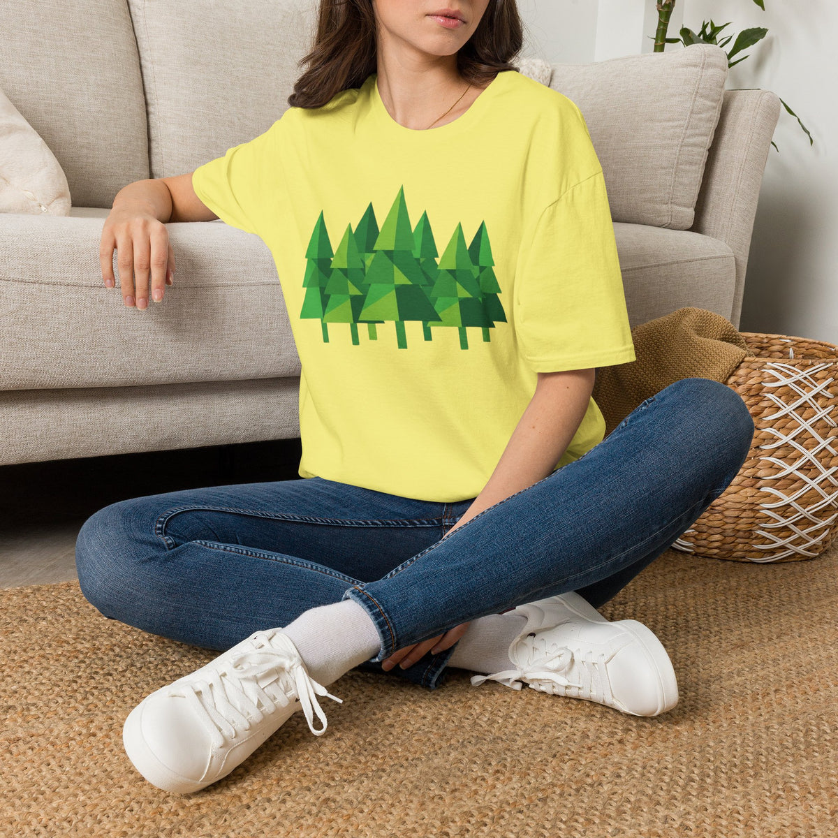 Forest Graphic T-Shirt — Minimal Green Pine Trees Tee