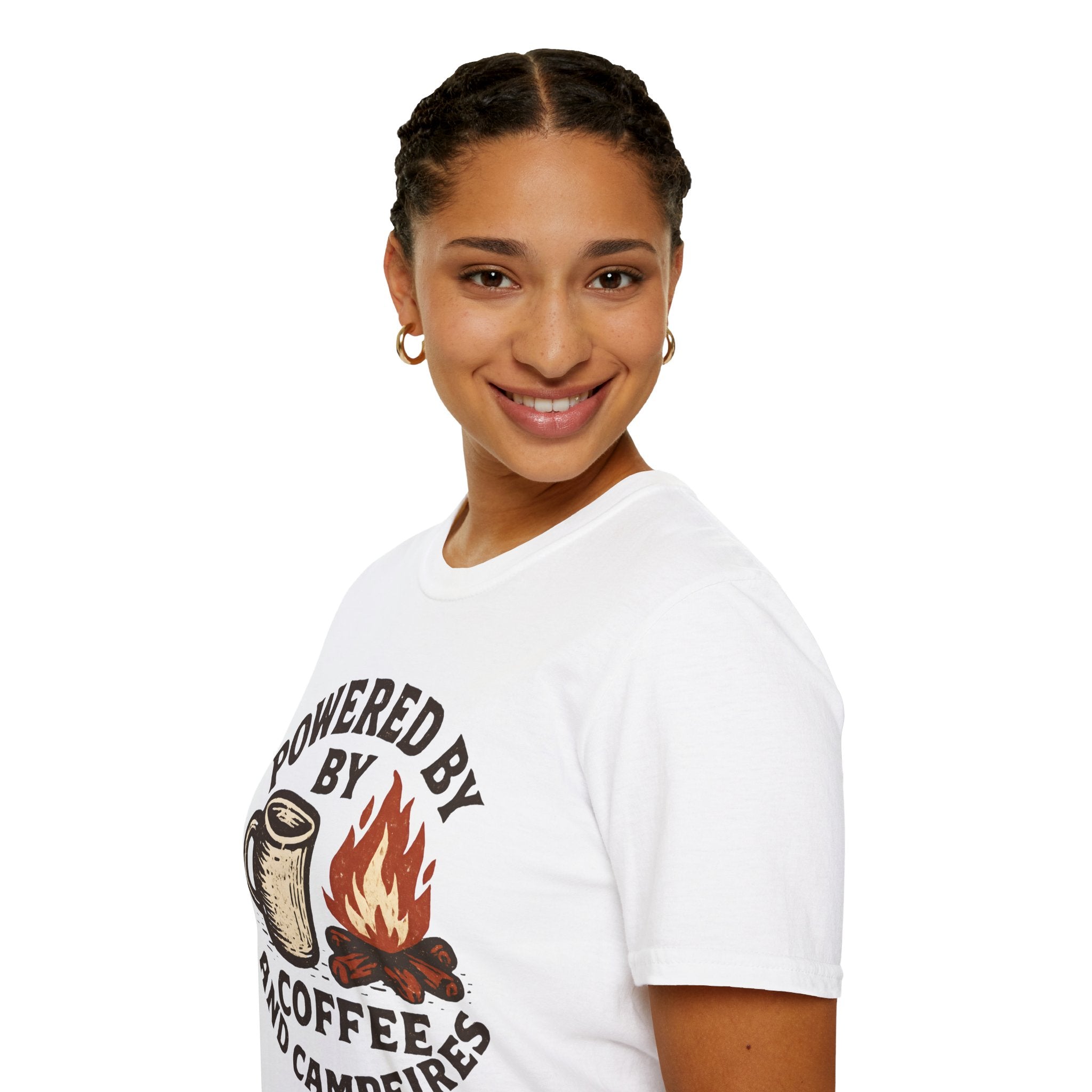Powered By Coffee And Campfires Vintage Camping T-Shirt