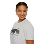 "The Mountains Are Calling" Bear and Pines T-Shirt — Outdoor Graphic Tee