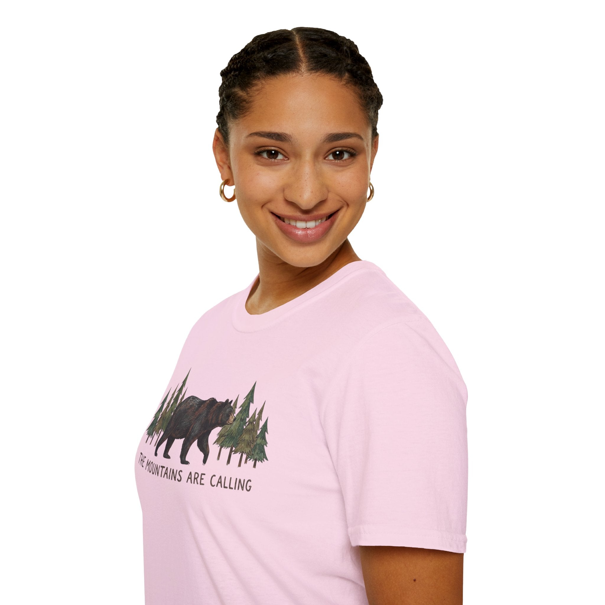 "The Mountains Are Calling" Bear and Pines T-Shirt — Outdoor Graphic Tee