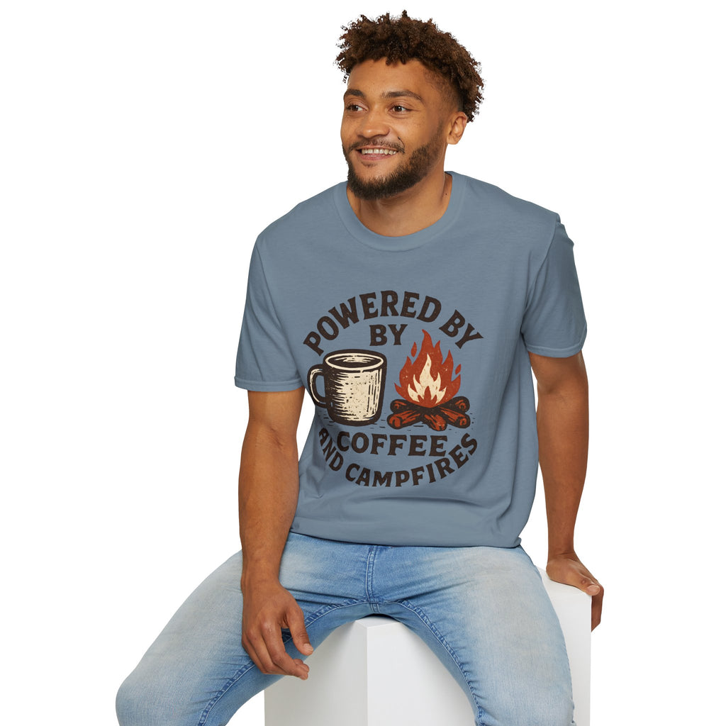 Powered By Coffee And Campfires Vintage Camping T-Shirt