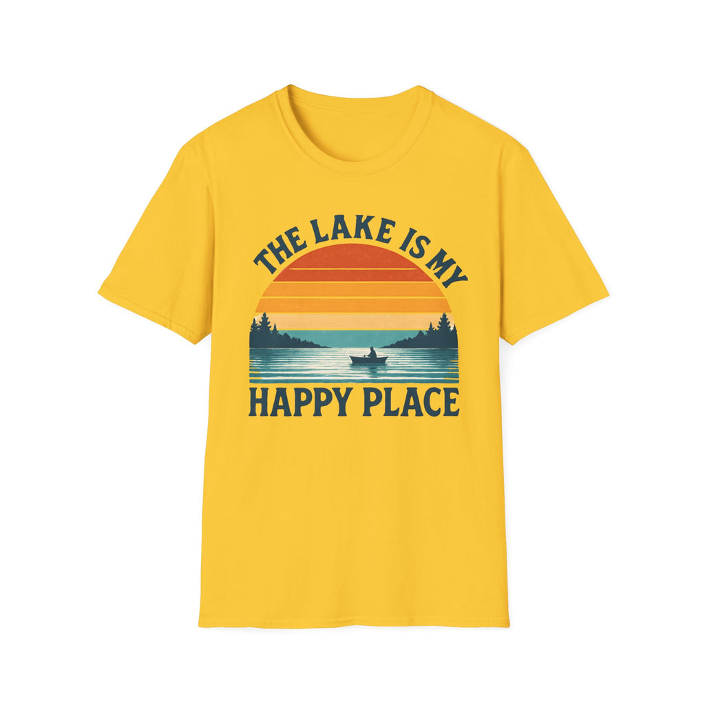 "The Lake Is My Happy Place" Canoe On The Lake At Sunset T-Shirt