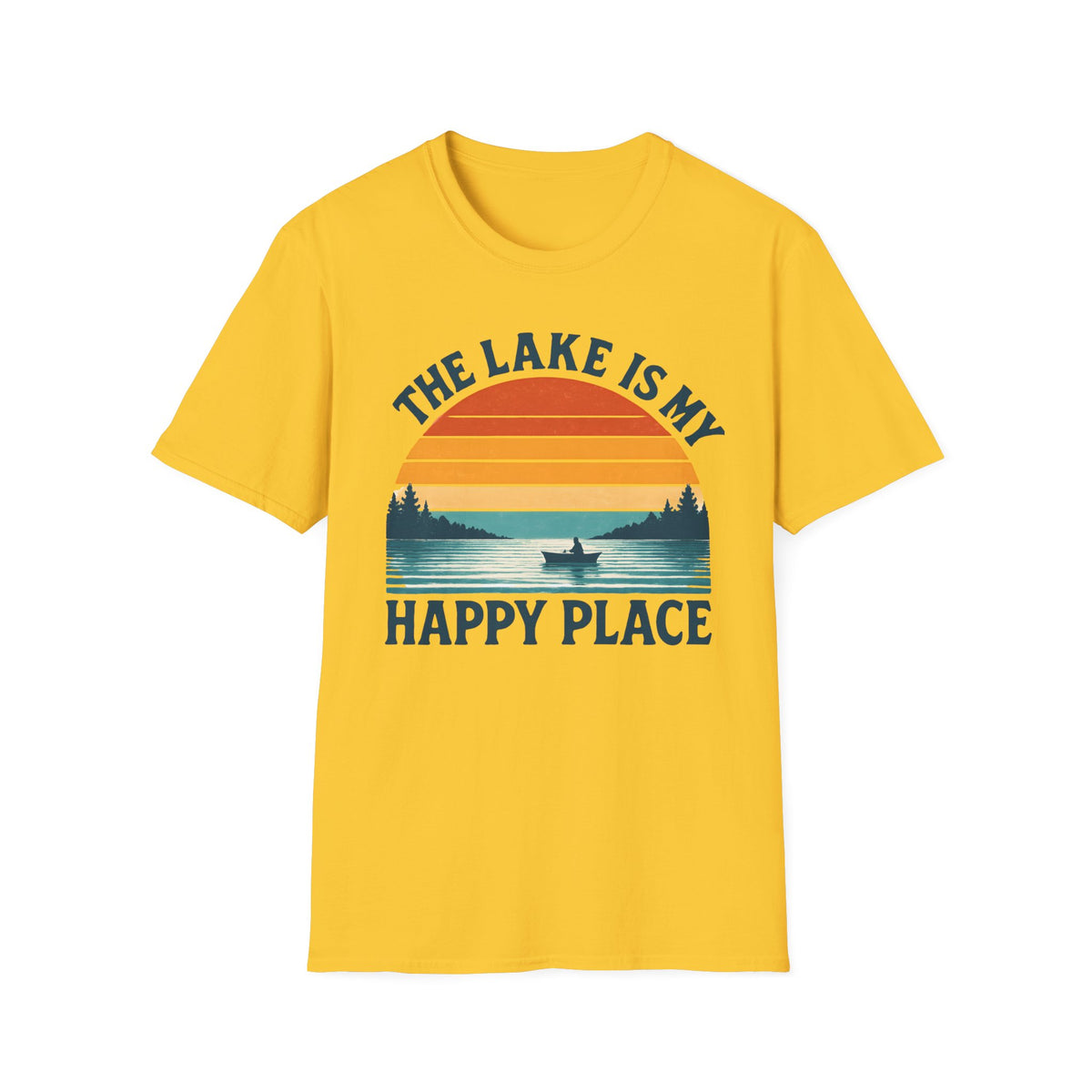 "The Lake Is My Happy Place" Canoe On The Lake At Sunset T-Shirt