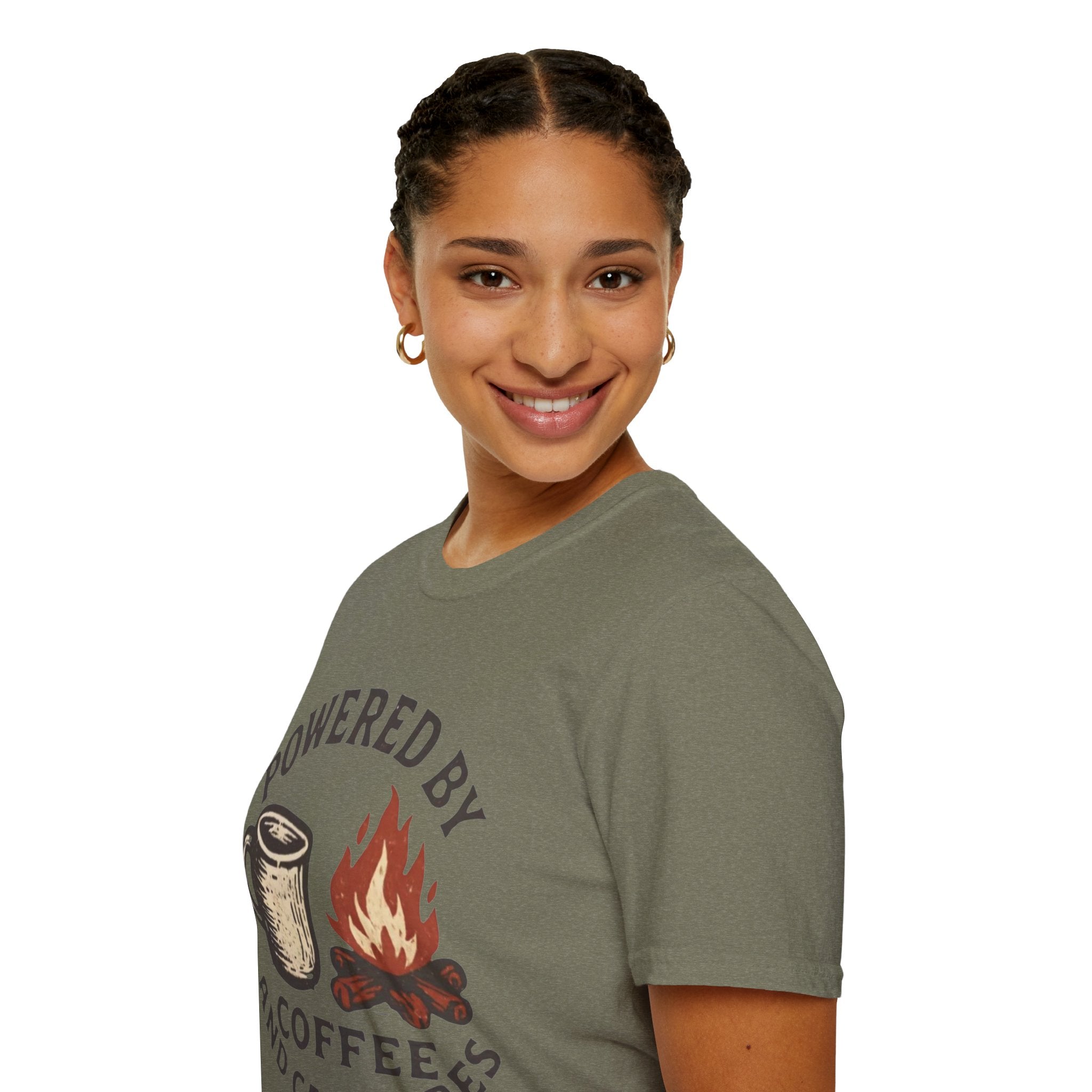 Powered By Coffee And Campfires Vintage Camping T-Shirt