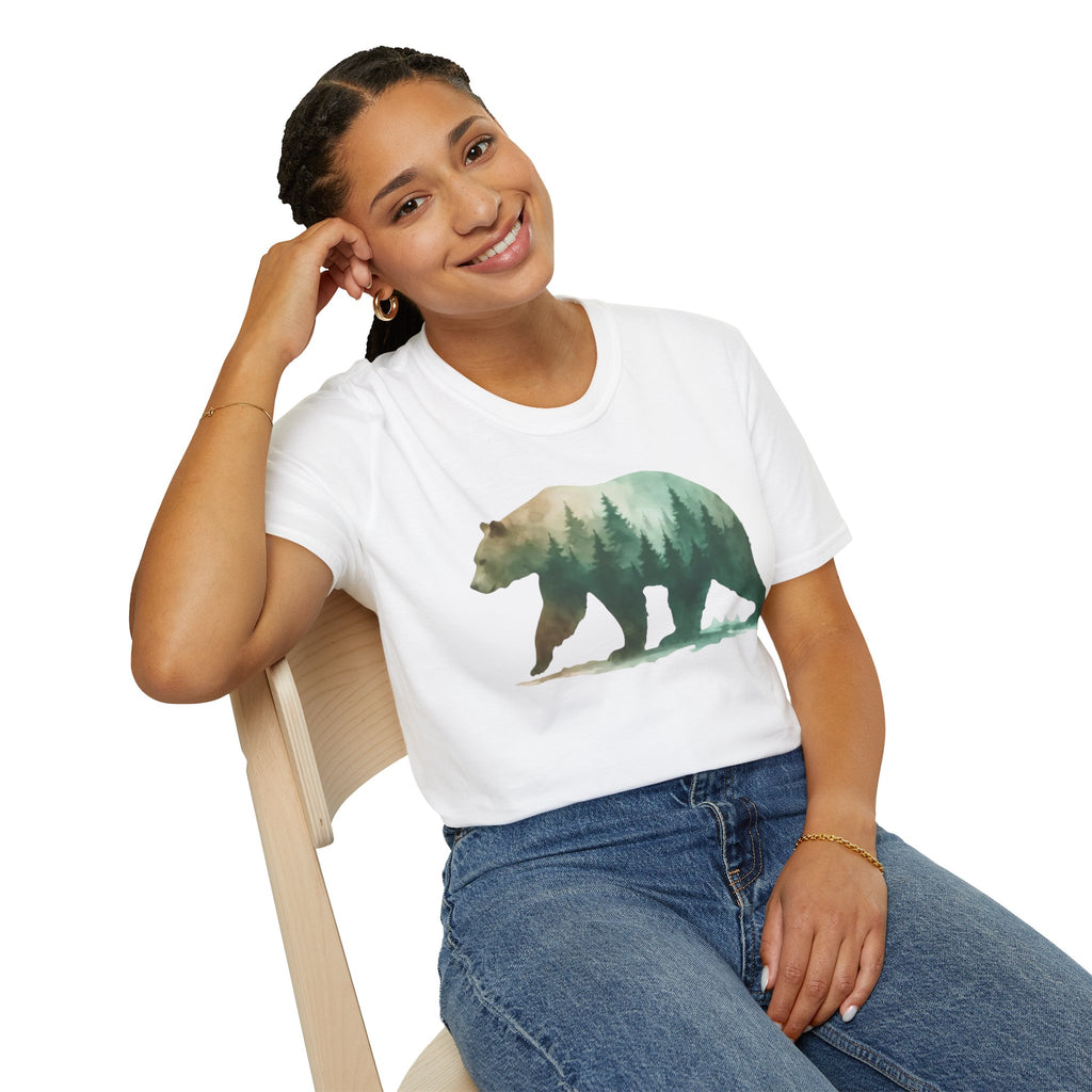 Forest Bear T-Shirt — Watercolor Woodland Bear Graphic Tee Shirt
