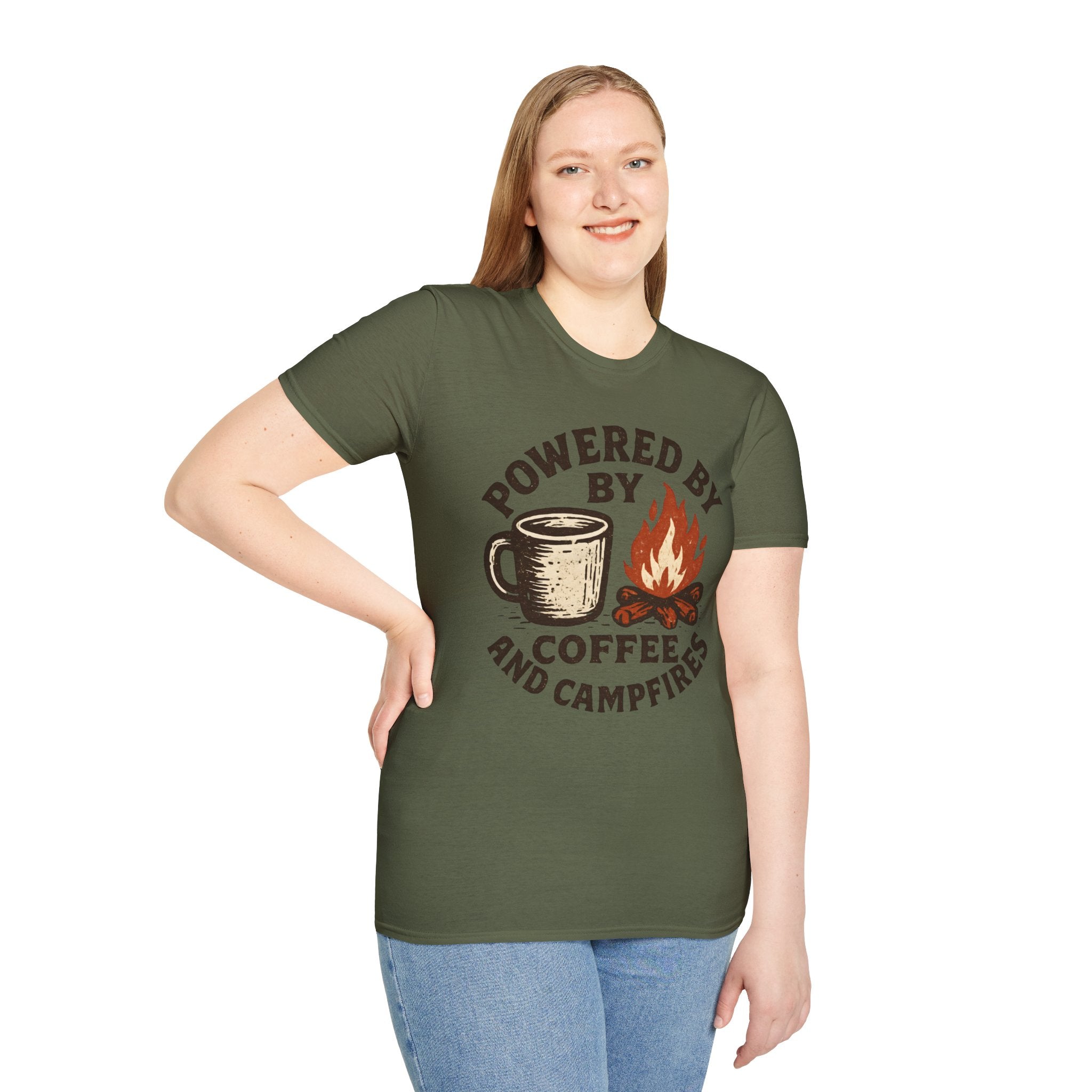 Powered By Coffee And Campfires Vintage Camping T-Shirt