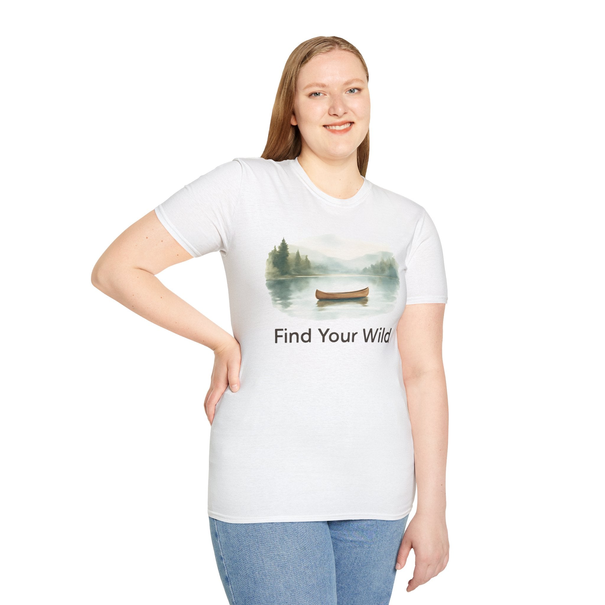 Find Your Wild Canoe T-Shirt — Lake Pine Trees Outdoor Adventure Tee
