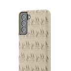 Biodegradable Phone Case — Eco-Friendly Forest Sketch Pattern