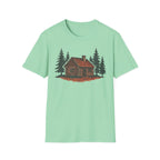Vintage Cozy Cabin T-Shirt — Faded Pine Tree Cabin Tee