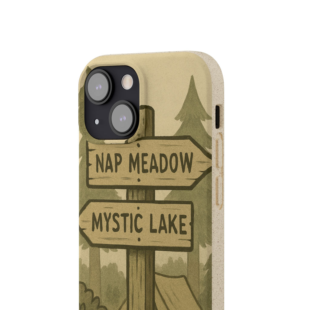 Biodegradable Phone Case — 'Nap Meadow' Mystic Lake Camping Design
