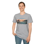 Outdoor T-Shirt — "Seeking Simple Treasures" Sunset Hiker Graphic