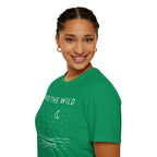 Into The Wild Canoe T-Shirt - Minimal Night Sky Lake Camping Tee