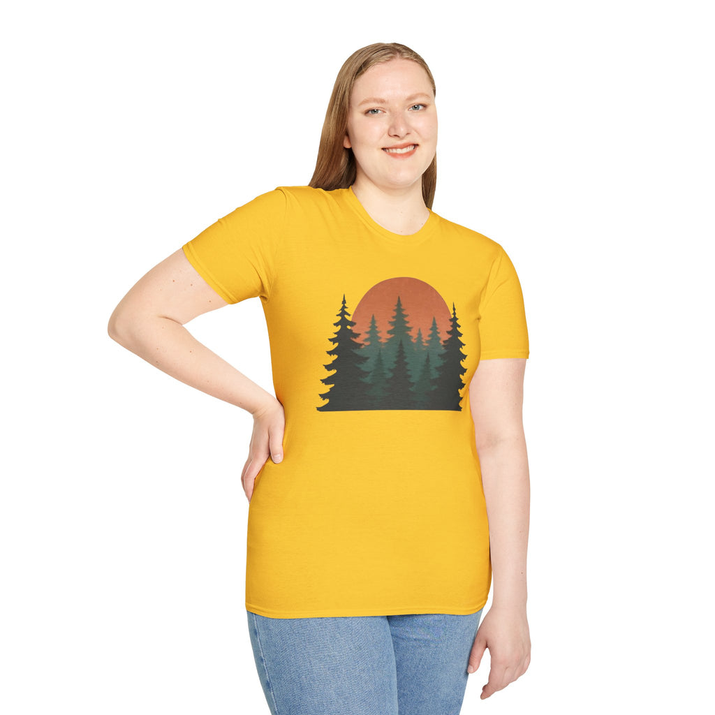 Nature Sunset T-Shirt — Vintage Pine Forest Tee