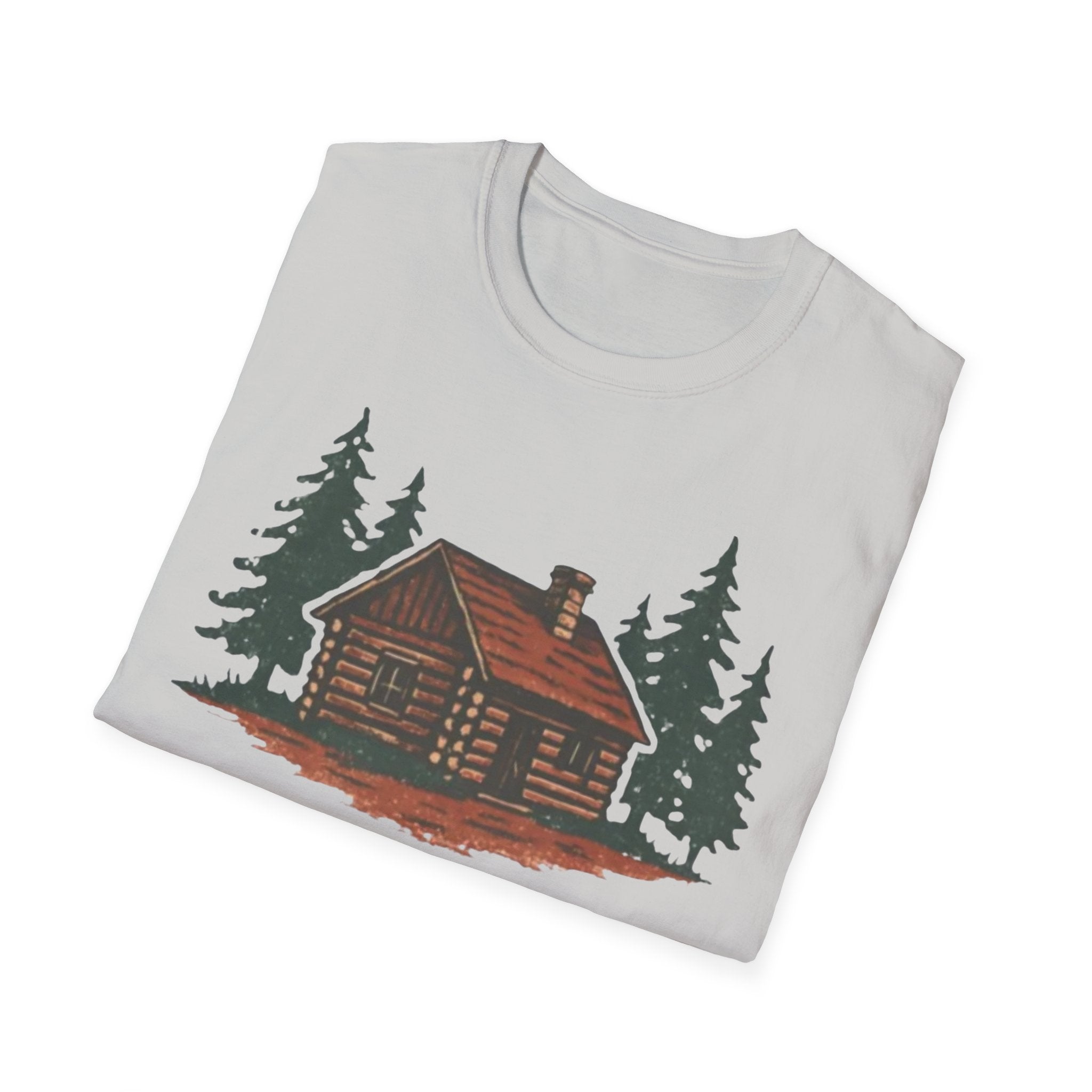 Vintage Cozy Cabin T-Shirt — Faded Pine Tree Cabin Tee