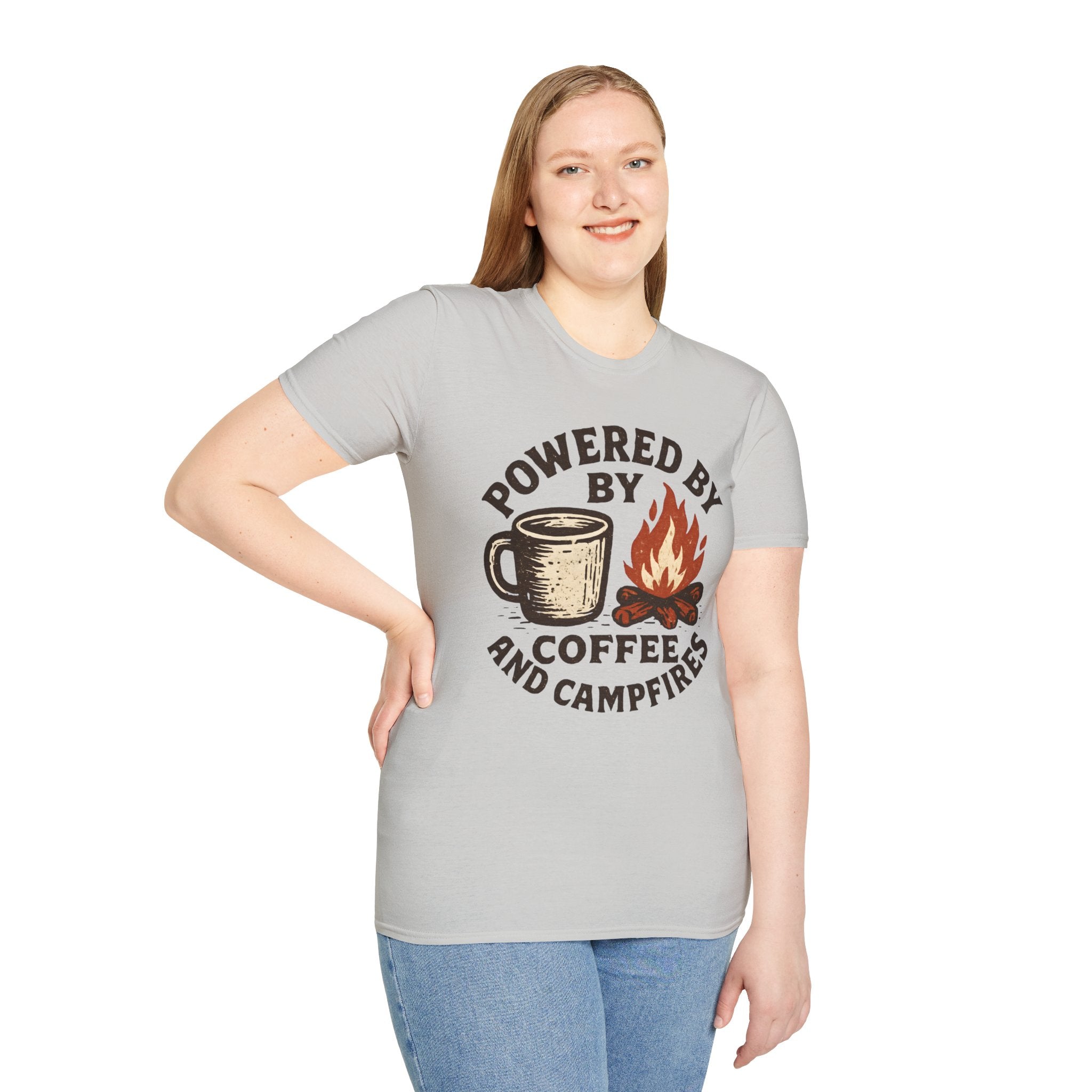 Powered By Coffee And Campfires Vintage Camping T-Shirt