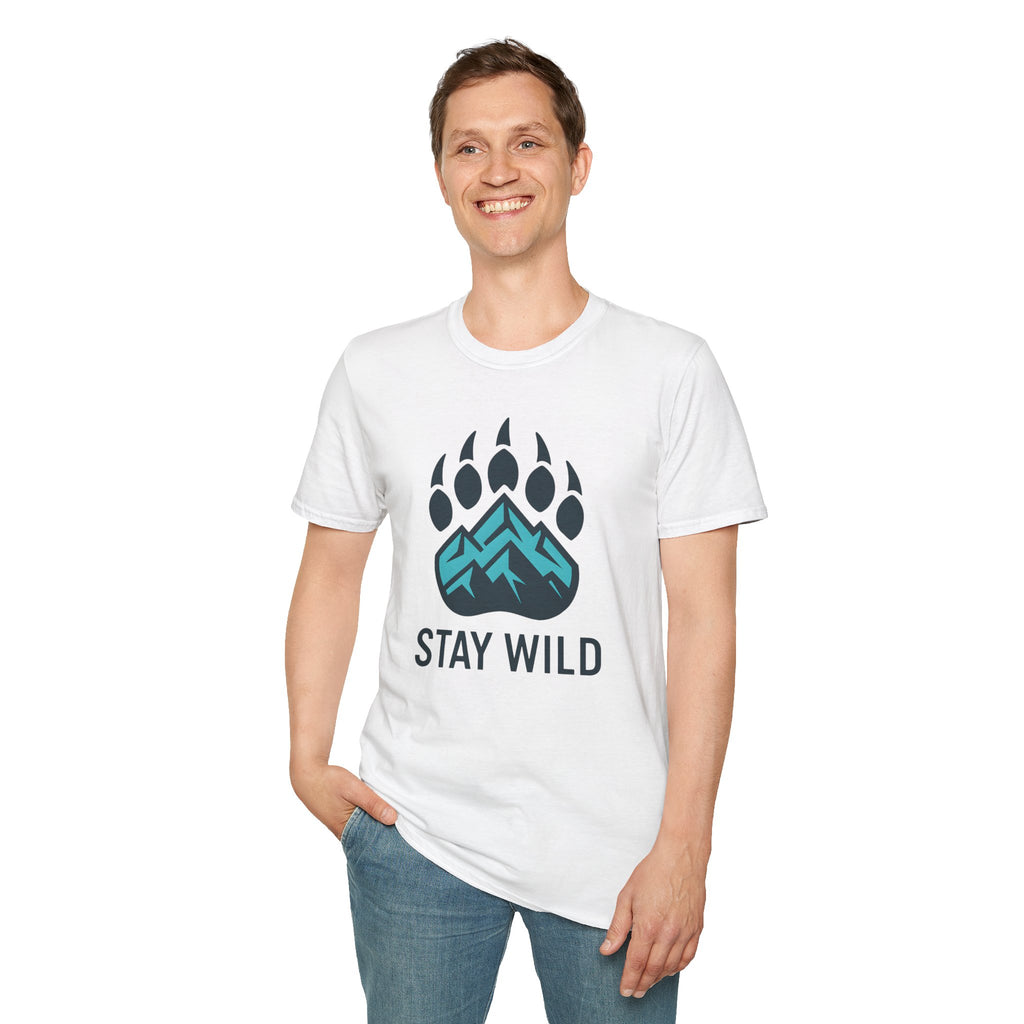 "Stay Wild" Bear Footprint Mountain Emblem T-Shirt