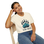 "Stay Wild" Bear Footprint Mountain Emblem T-Shirt