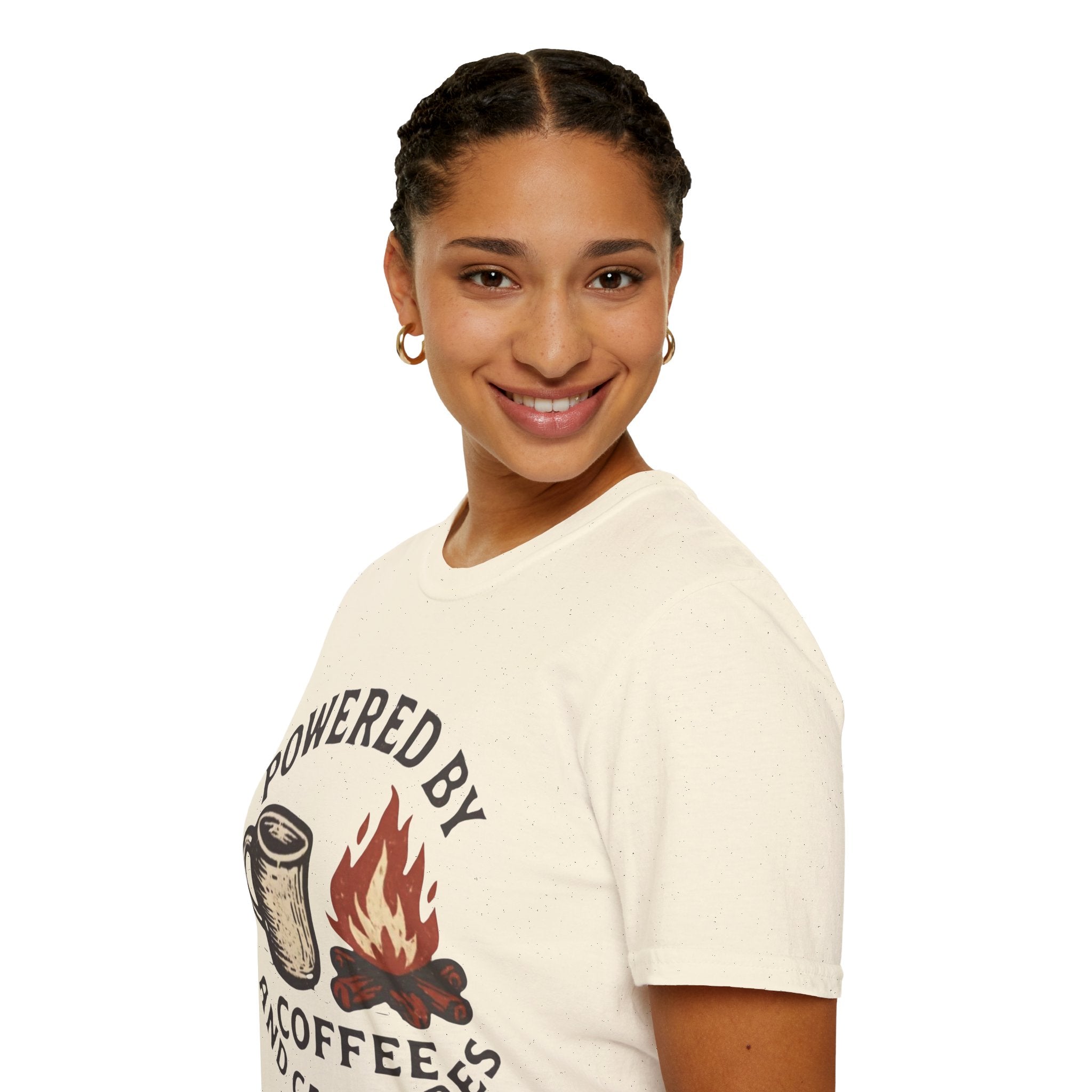 Powered By Coffee And Campfires Vintage Camping T-Shirt