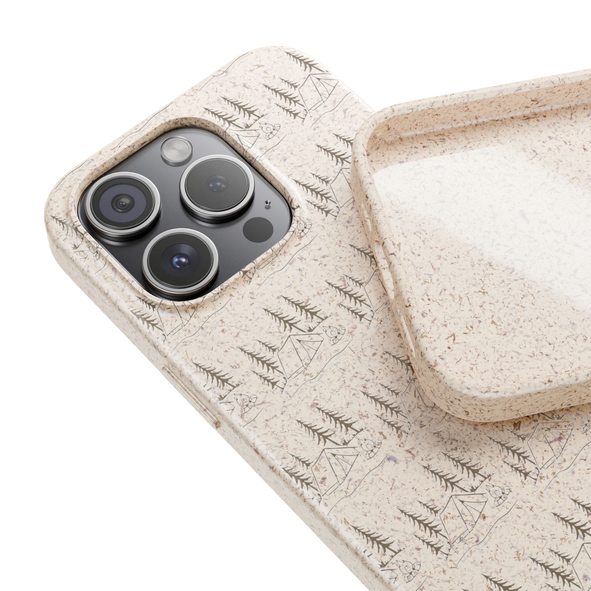 Biodegradable Phone Case — Eco-Friendly Forest Sketch Pattern