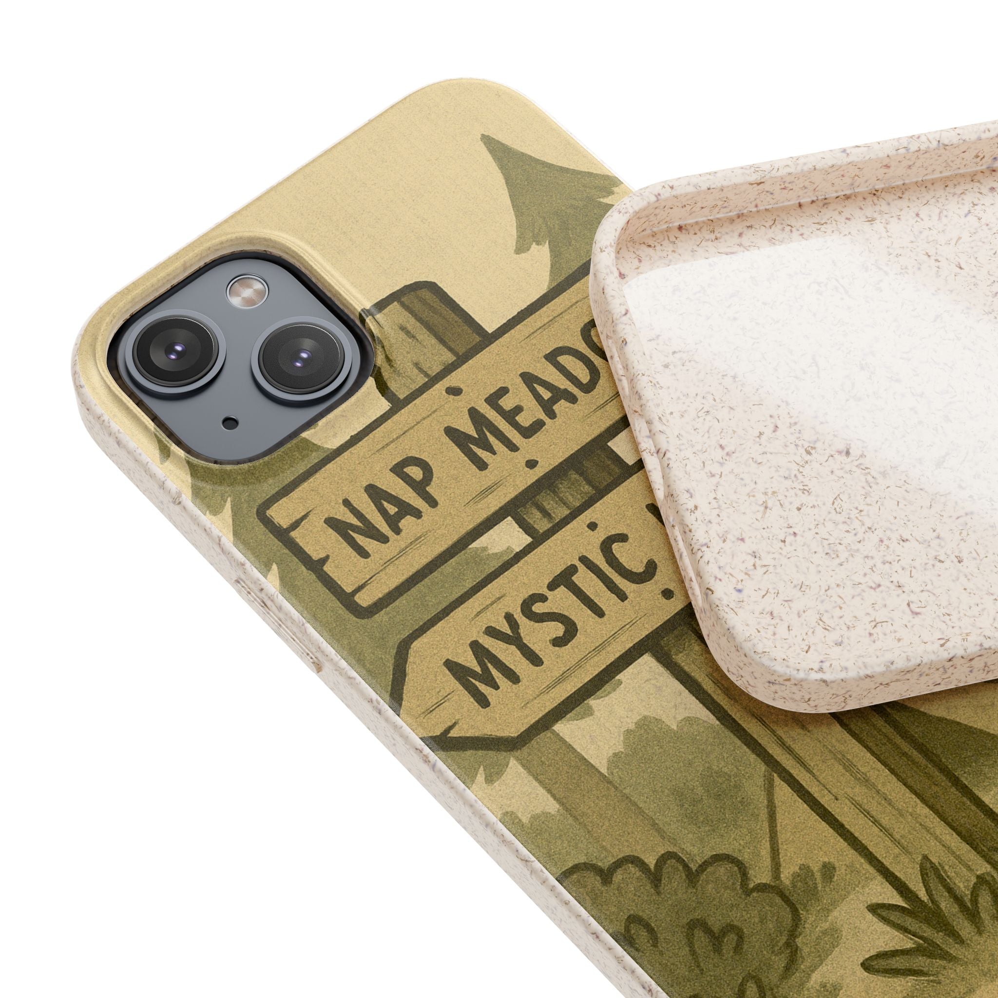 Biodegradable Phone Case — 'Nap Meadow' Mystic Lake Camping Design