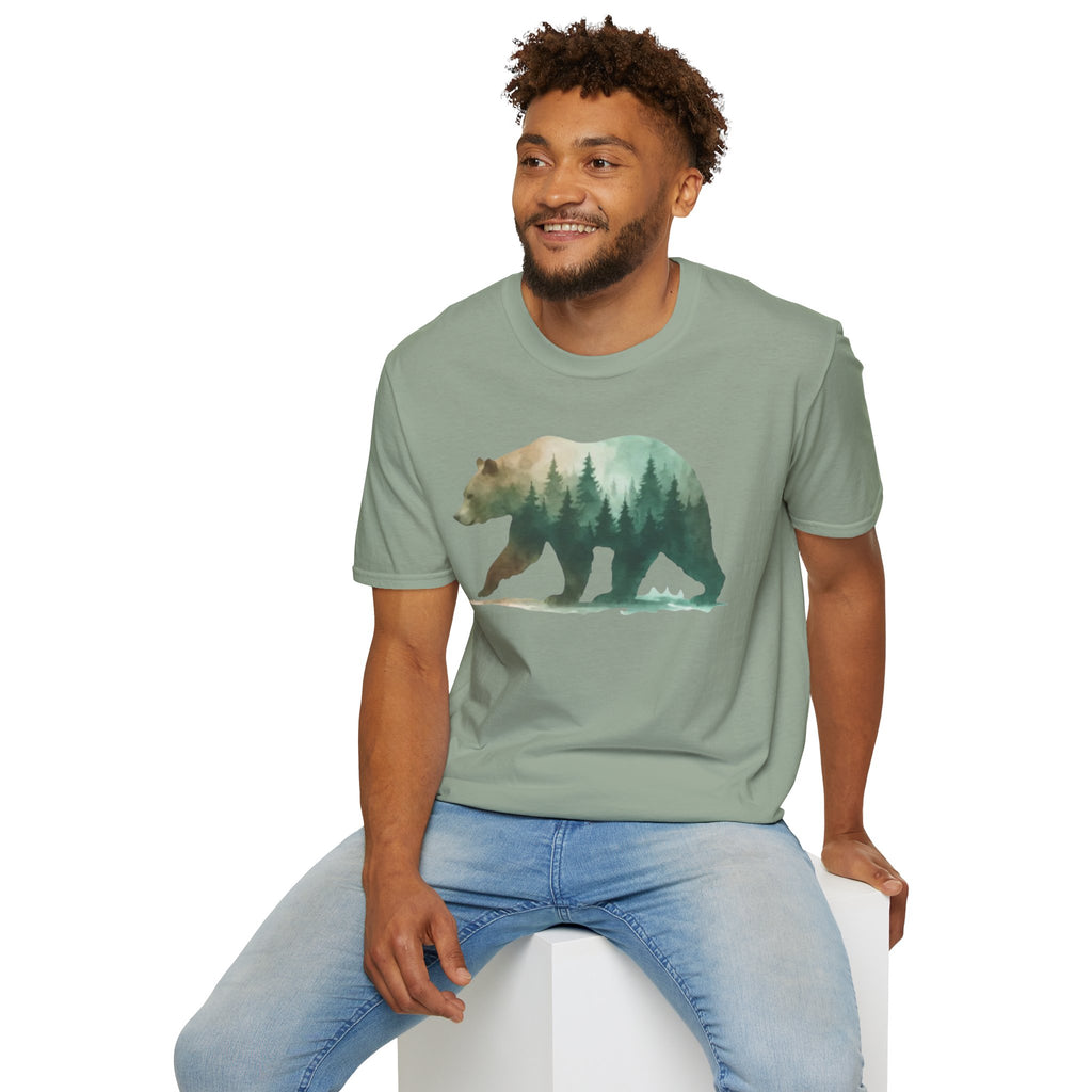 Forest Bear T-Shirt — Watercolor Woodland Bear Graphic Tee Shirt