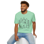 Bear & Pines T-Shirt — Minimal Line Drawing Woodland Tee