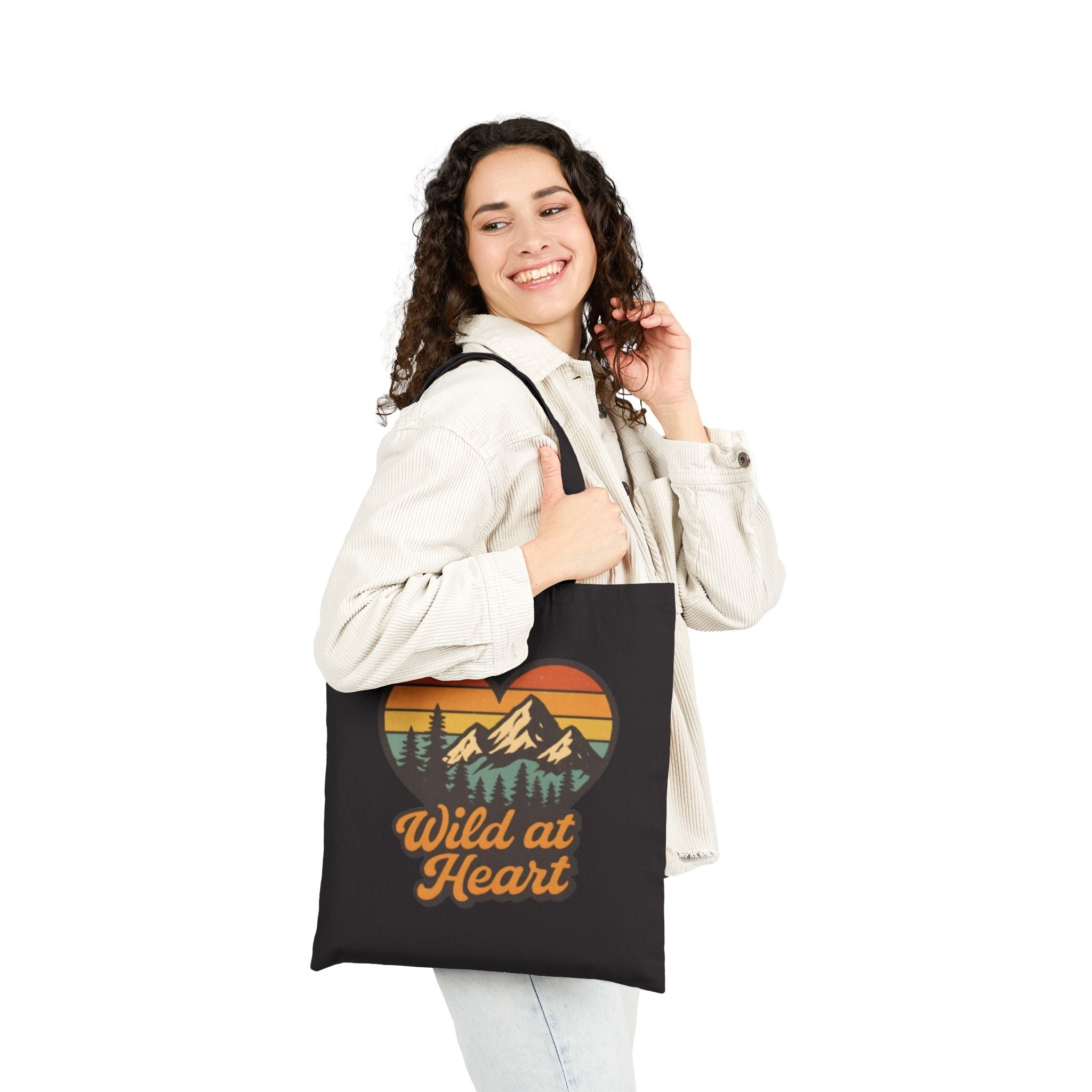 Wild at Heart Canvas Tote — Retro Mountain Heart Eco Shopper