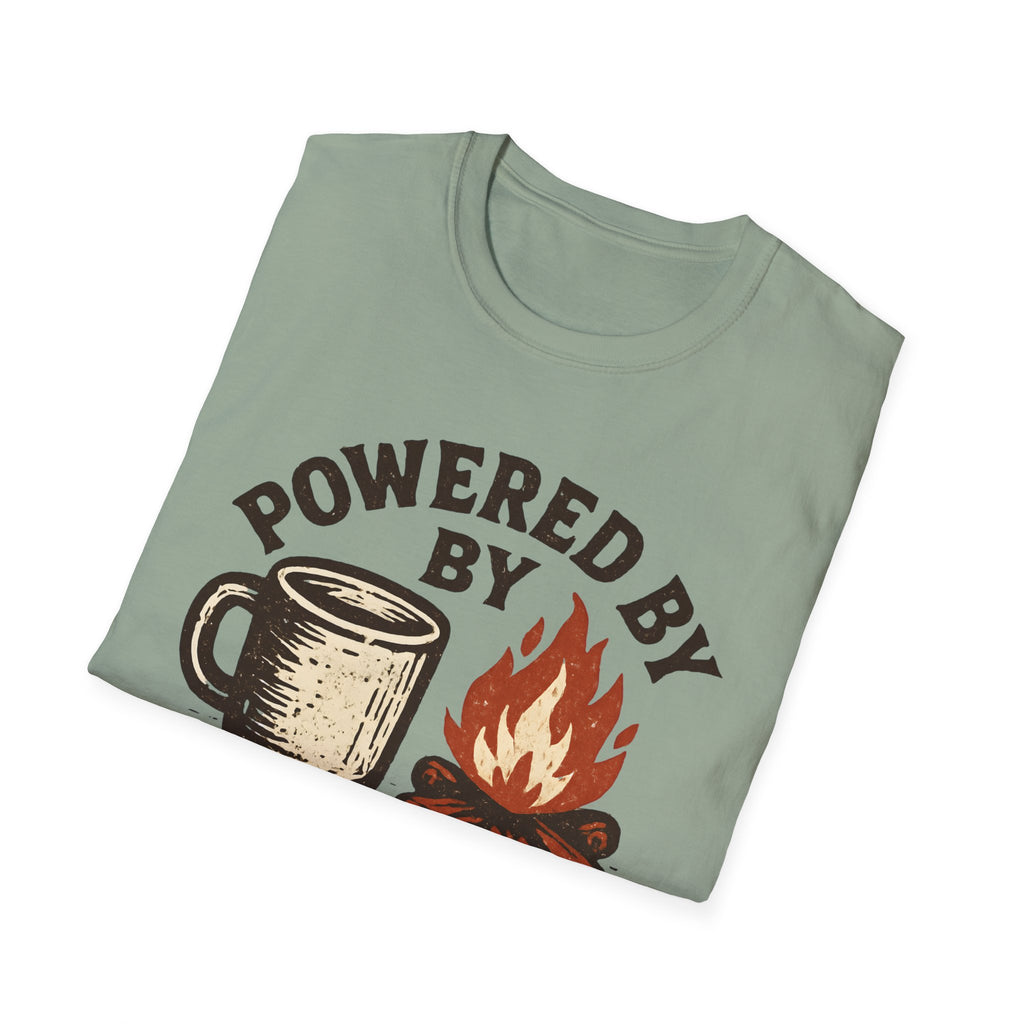 Powered By Coffee And Campfires Vintage Camping T-Shirt