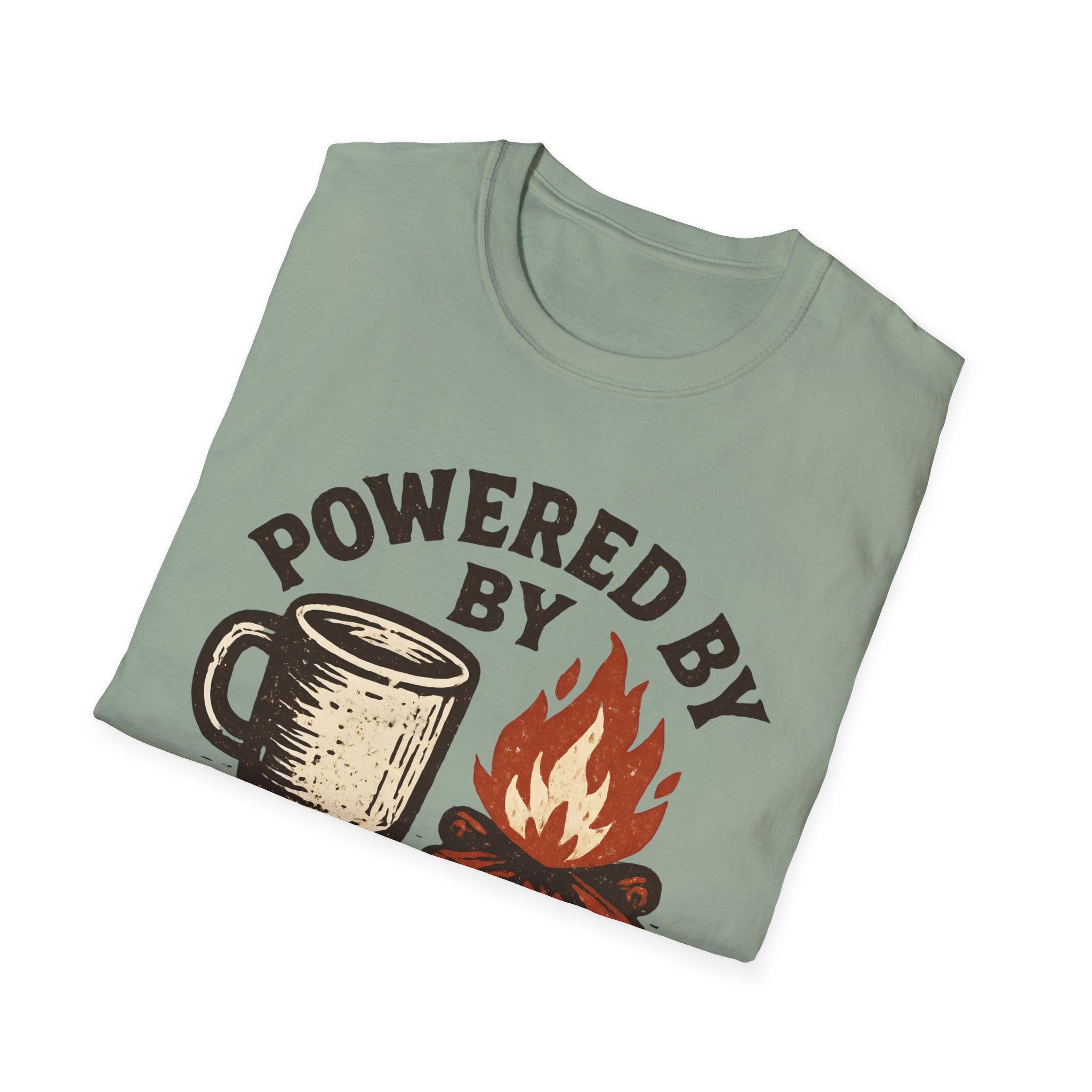 Powered By Coffee And Campfires Vintage Camping T-Shirt