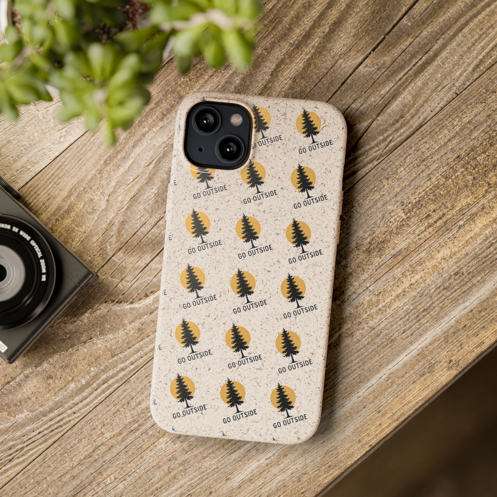 Biodegradable Phone Case — 'Go Outside' Recycled Eco-Friendly iPhone Cover