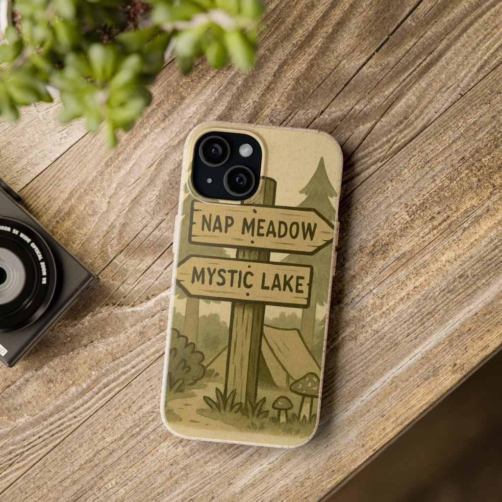 Biodegradable Phone Case — 'Nap Meadow' Mystic Lake Camping Design