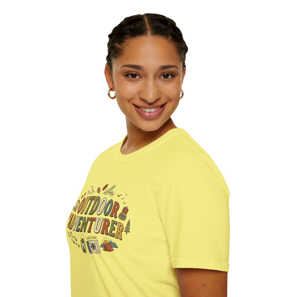 "Outdoor Adventurer" T‑Shirt Camping, Hiking & Exploration Graphic Tee Shirt