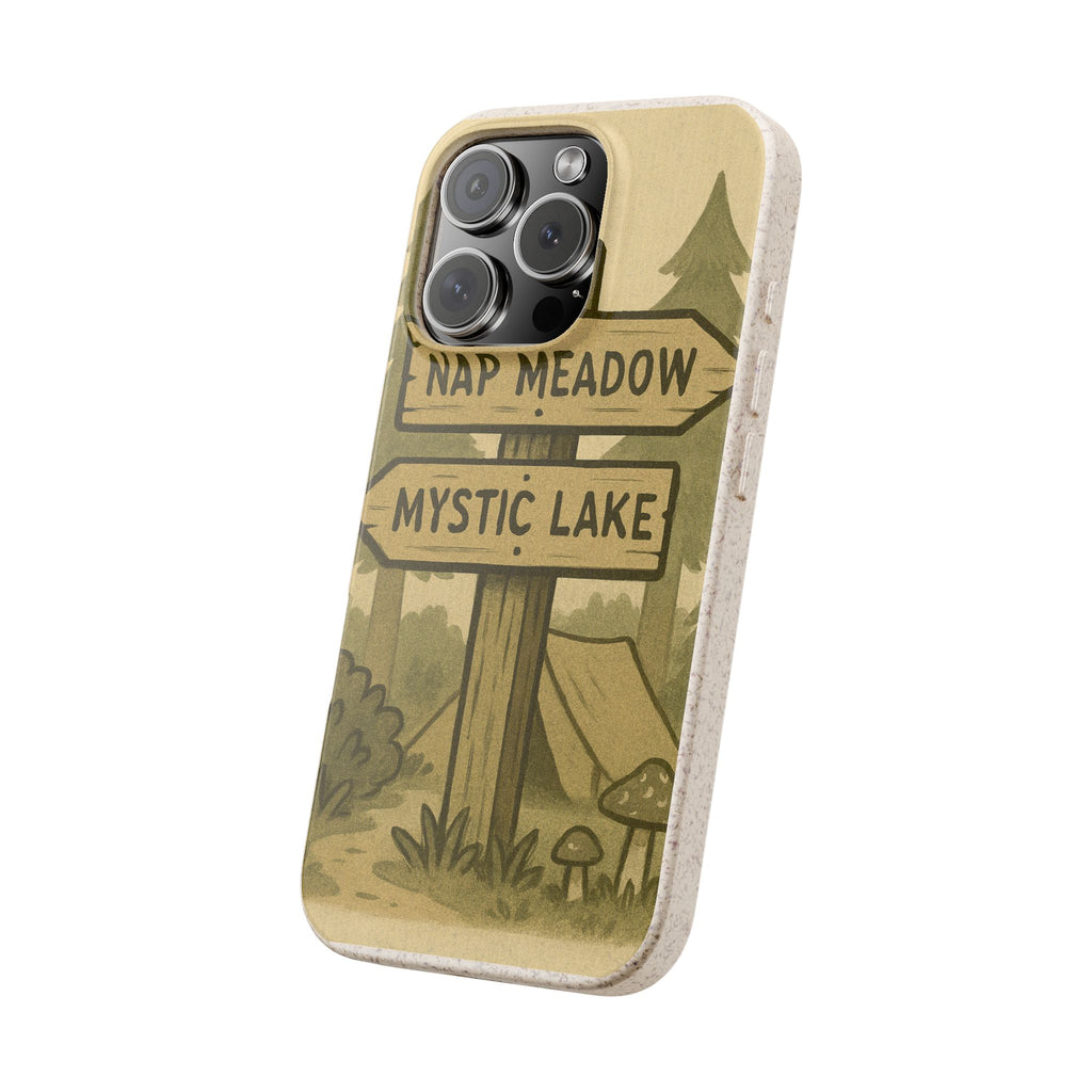 Biodegradable Phone Case — 'Nap Meadow' Mystic Lake Camping Design