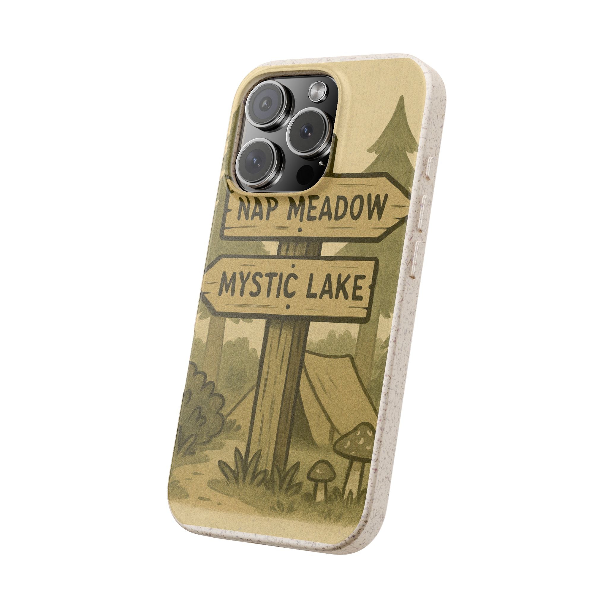 Biodegradable Phone Case — 'Nap Meadow' Mystic Lake Camping Design