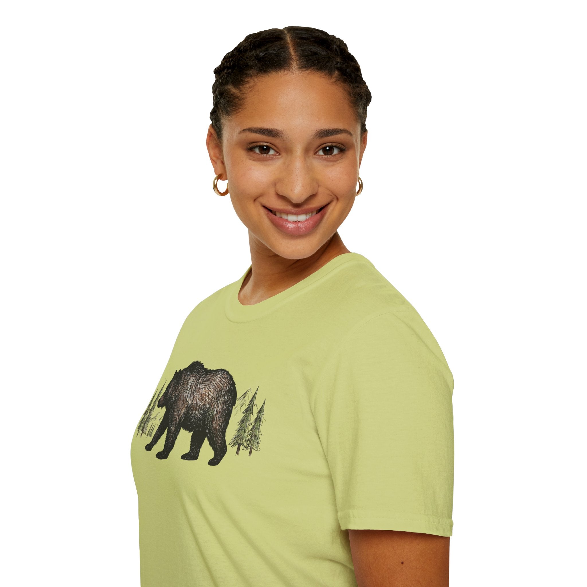 Bear & Forest T‑Shirt - Rustic Woodland Graphic Tee
