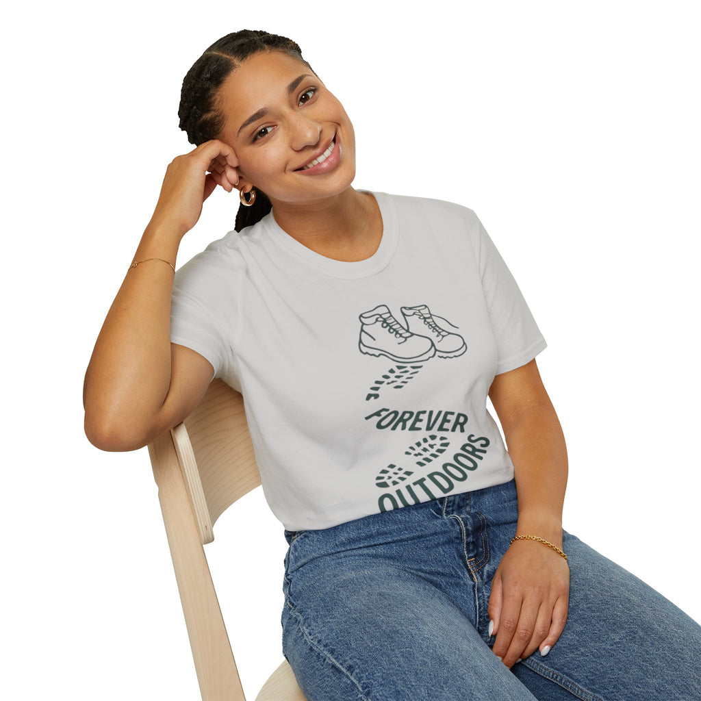 Boots with Footprints "Forever Outdoors" T-Shirt