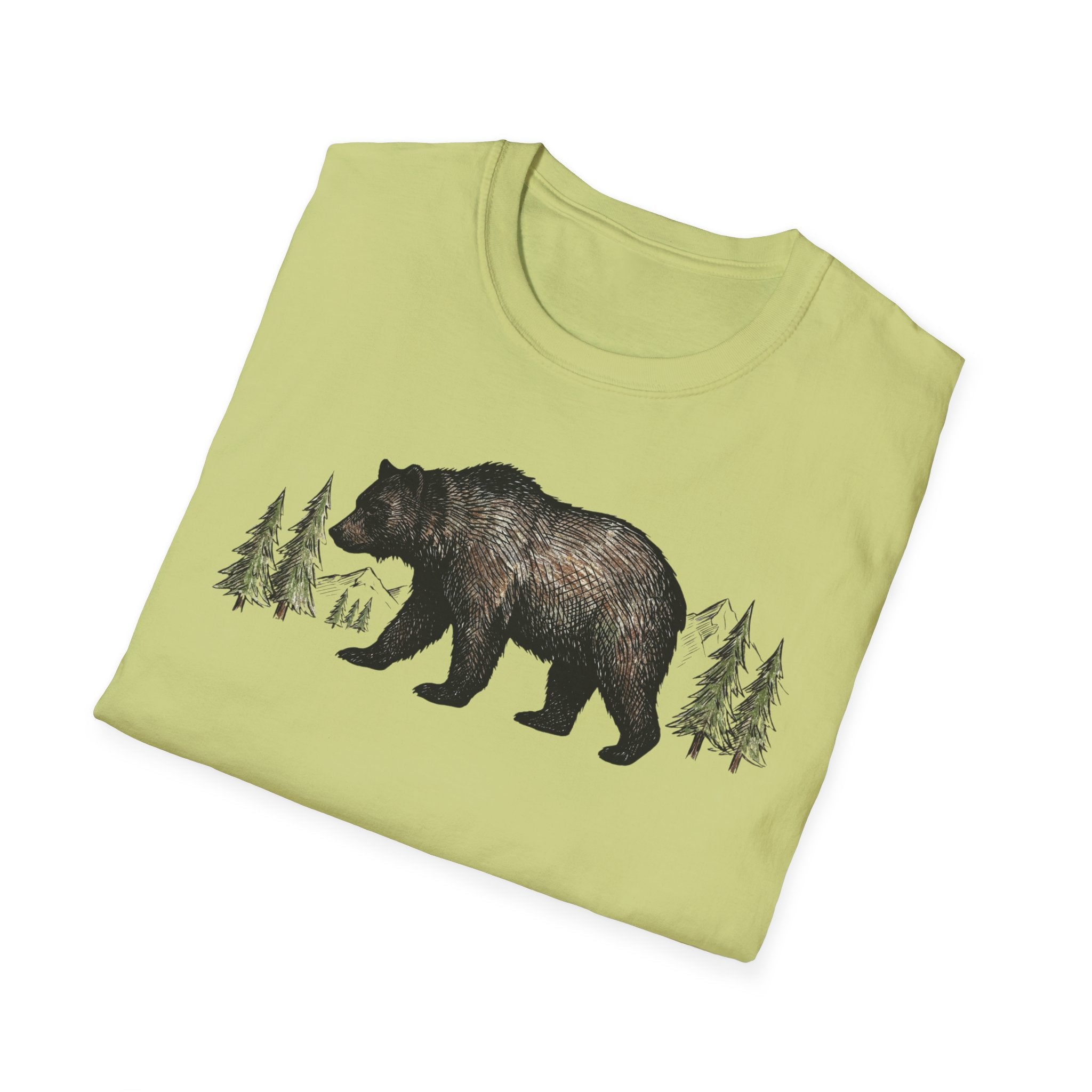 Bear & Forest T‑Shirt - Rustic Woodland Graphic Tee