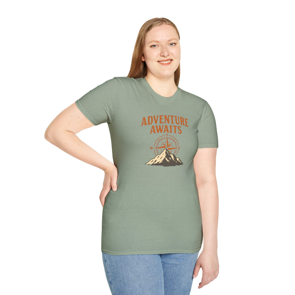 "Adventure Awaits" Compass & Mountain T-Shirt