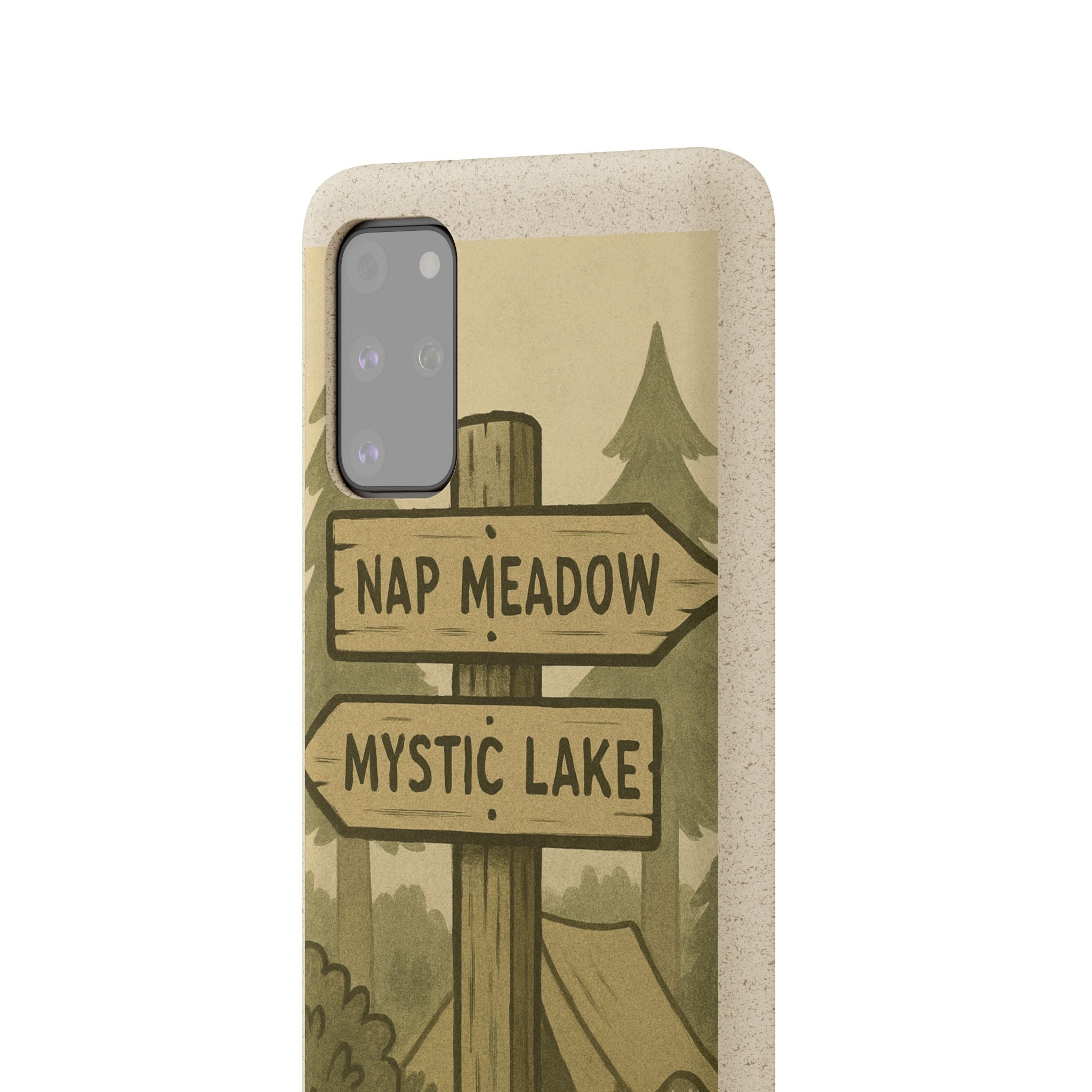 Biodegradable Phone Case — 'Nap Meadow' Mystic Lake Camping Design