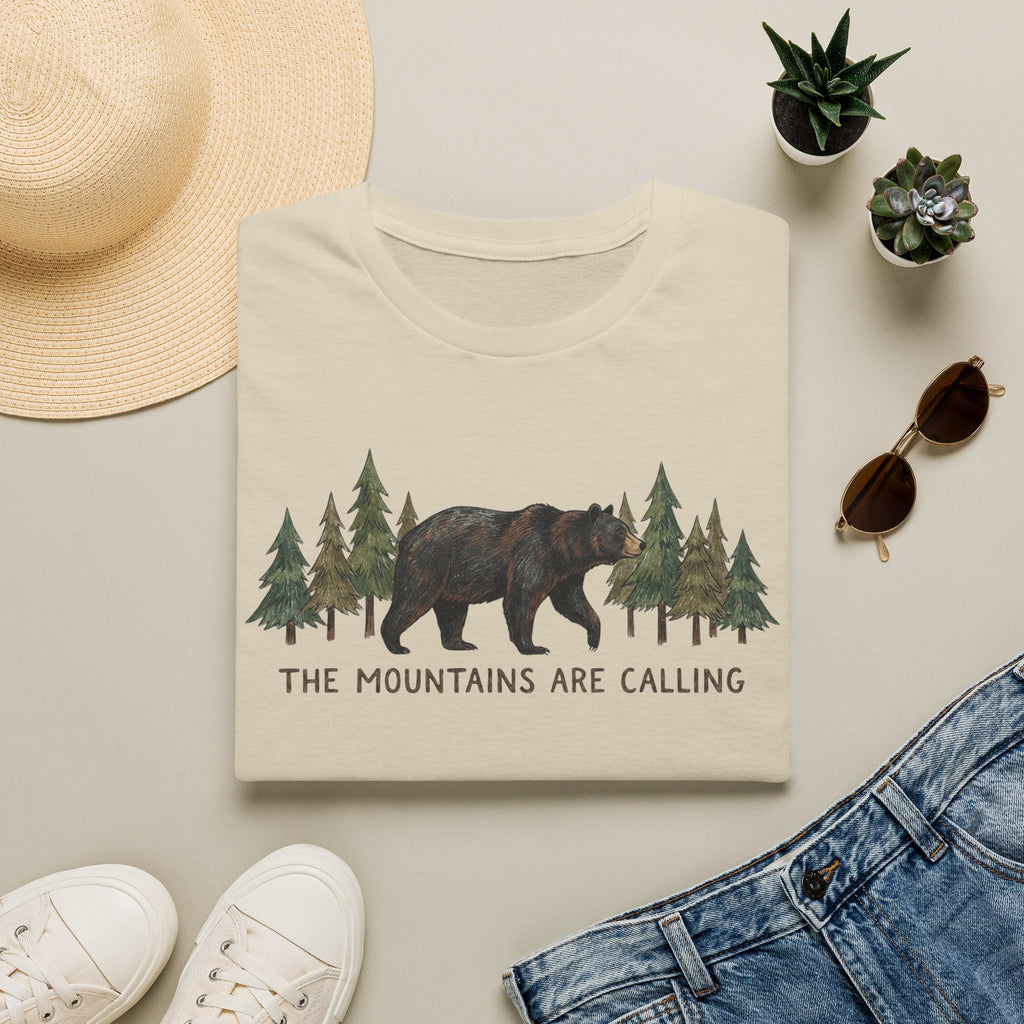 "The Mountains Are Calling" Bear and Pines T-Shirt — Outdoor Graphic Tee