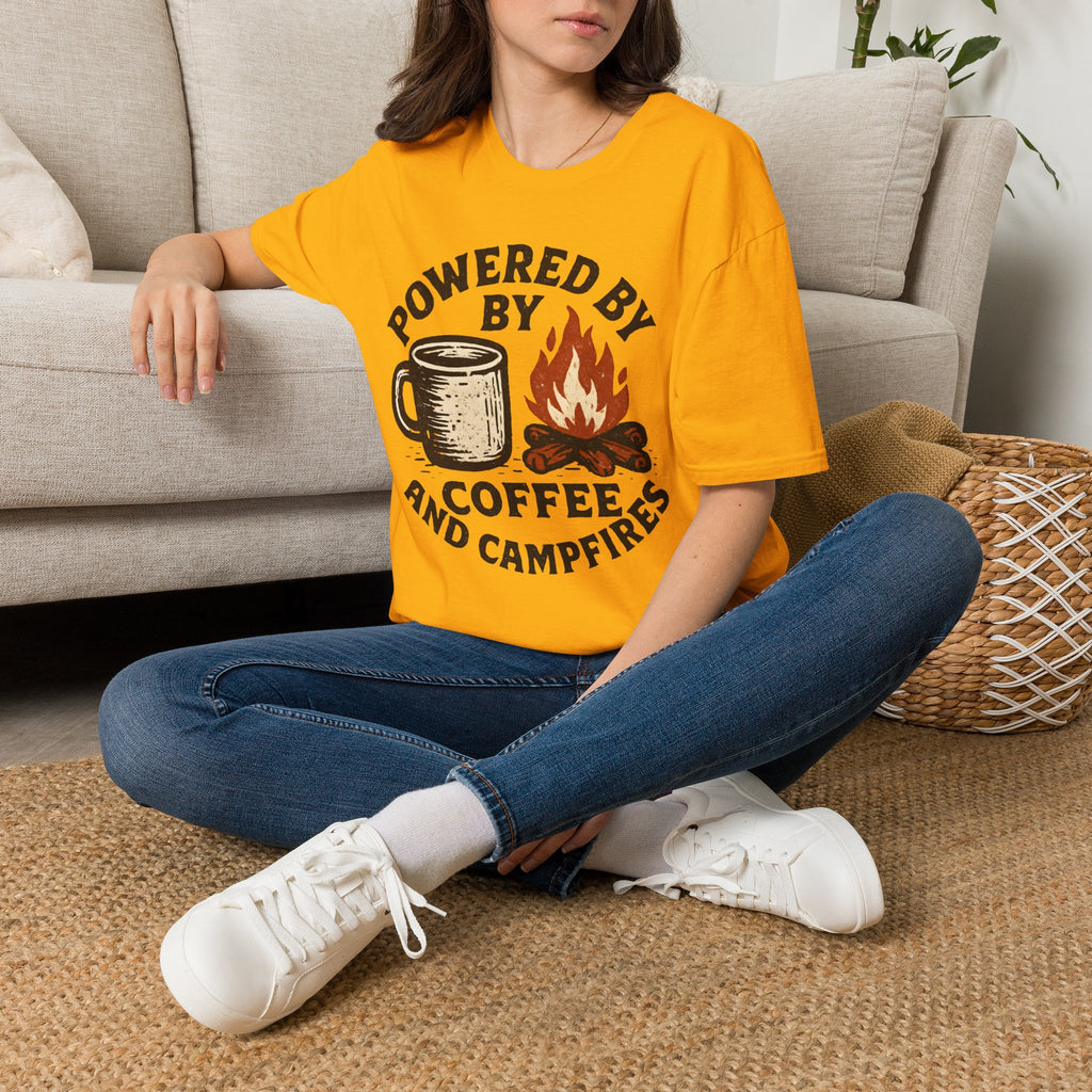 Powered By Coffee And Campfires Vintage Camping T-Shirt
