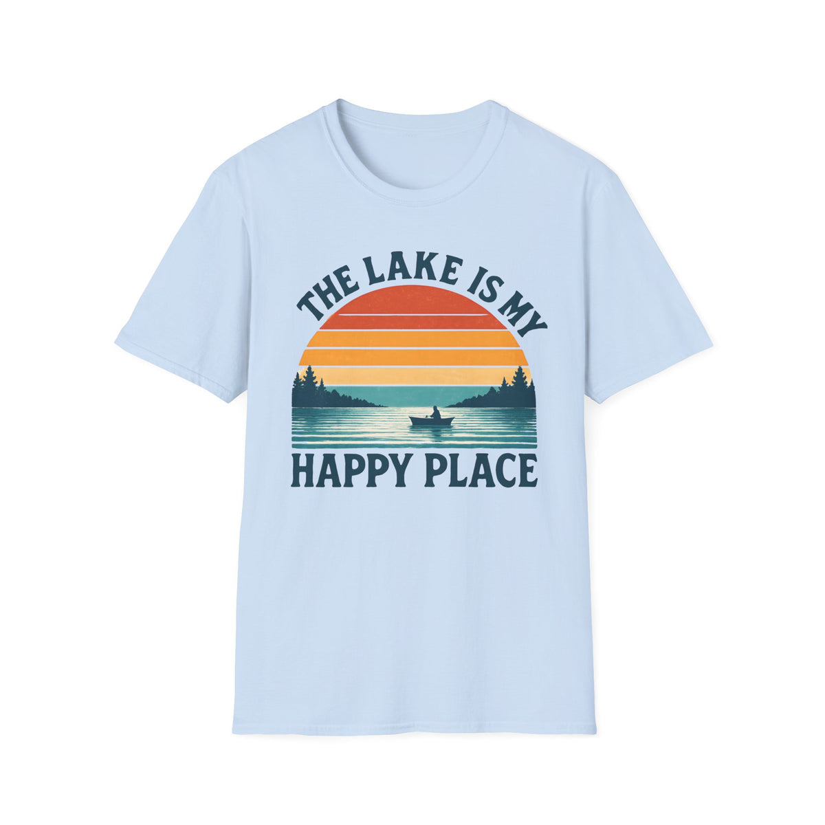 "The Lake Is My Happy Place" Canoe On The Lake At Sunset T-Shirt
