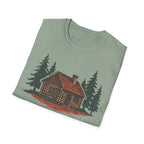 Vintage Cozy Cabin T-Shirt — Faded Pine Tree Cabin Tee