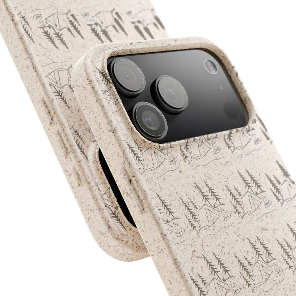 Biodegradable Phone Case — Eco-Friendly Forest Sketch Pattern