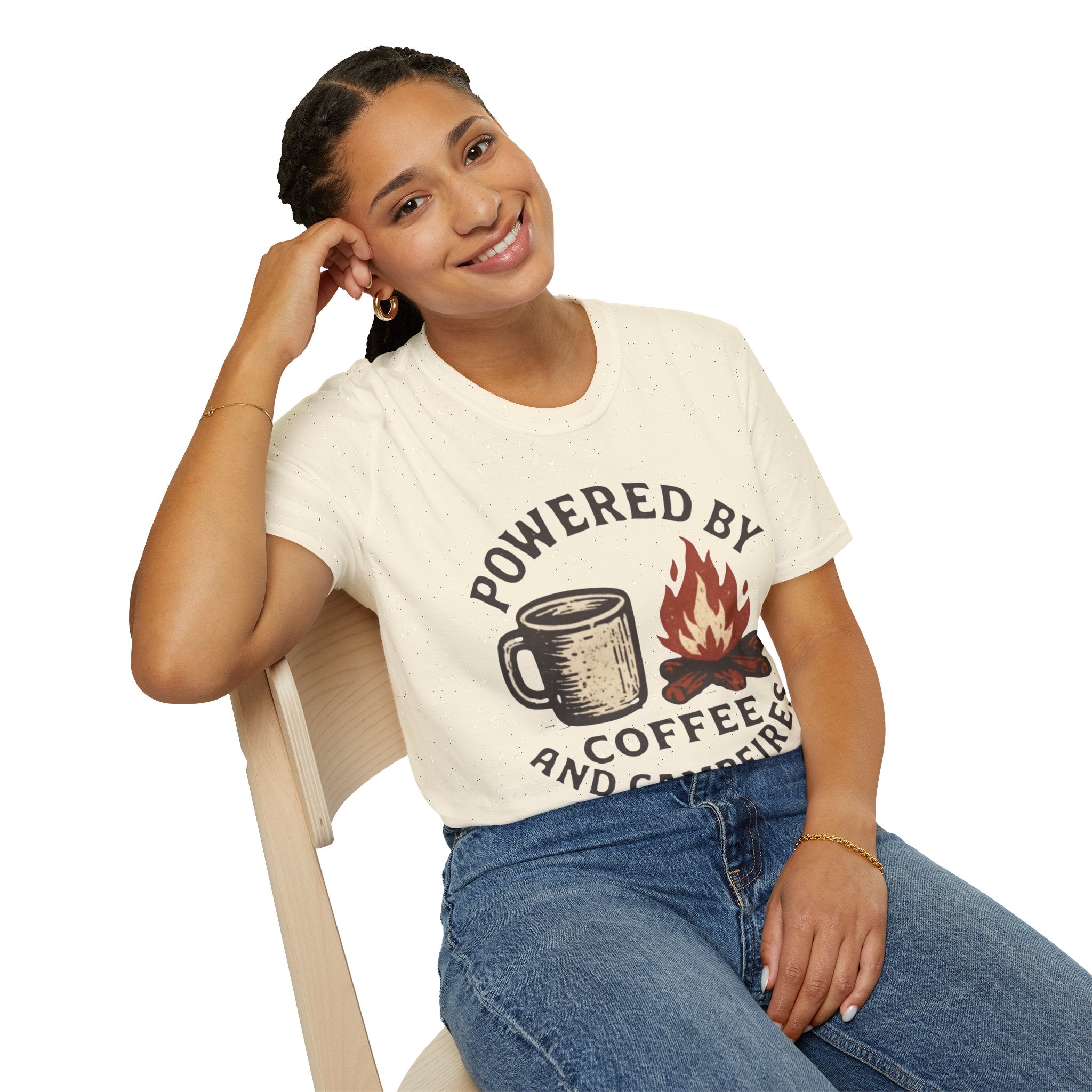 Powered By Coffee And Campfires Vintage Camping T-Shirt