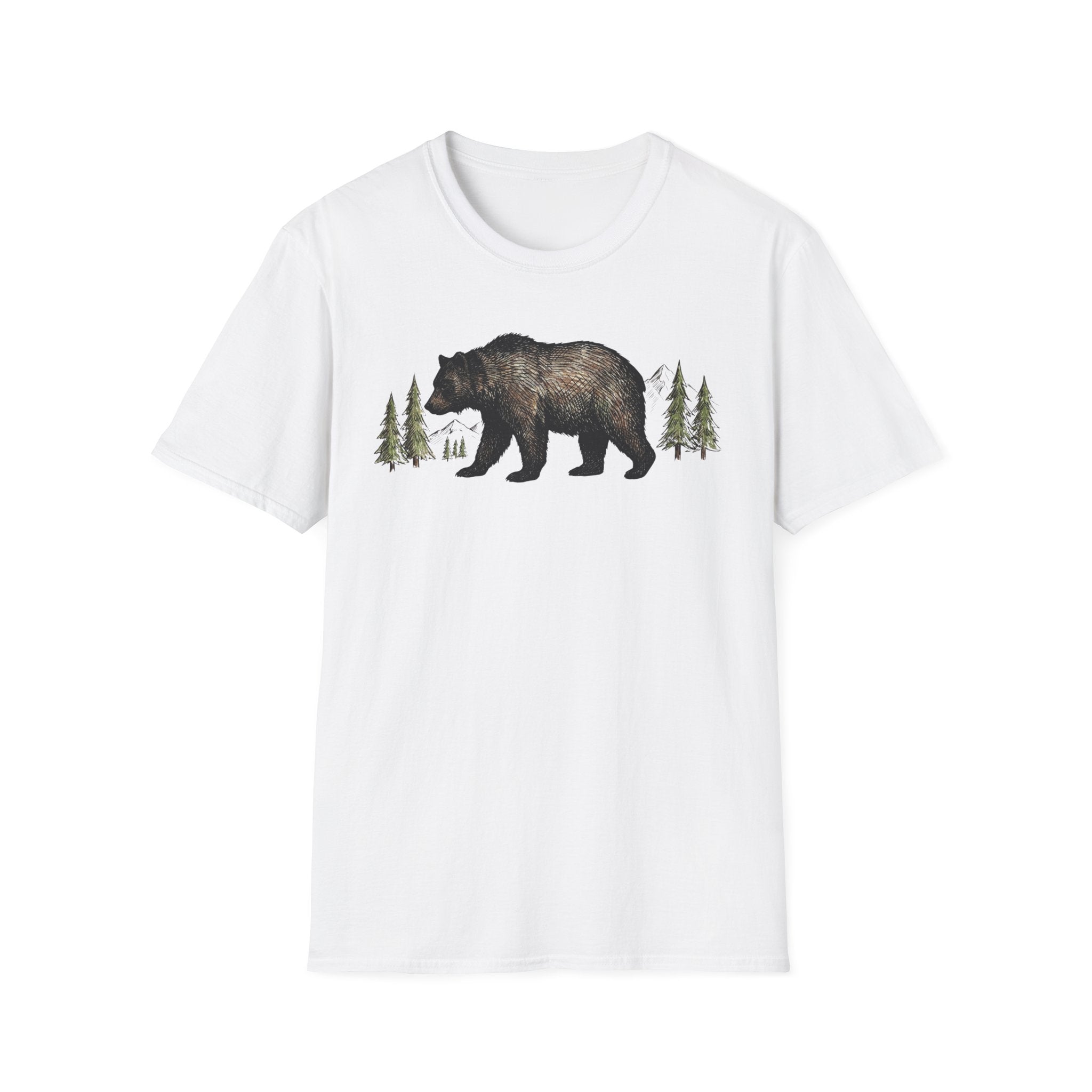 Bear & Forest T‑Shirt - Rustic Woodland Graphic Tee