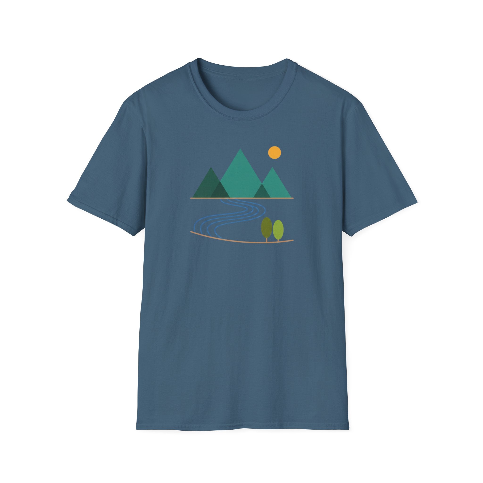 Minimal Mountain River T-Shirt — Nature Graphic Tee
