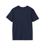 Mountain River T-Shirt — Geometric Blue Peaks & Flowing River