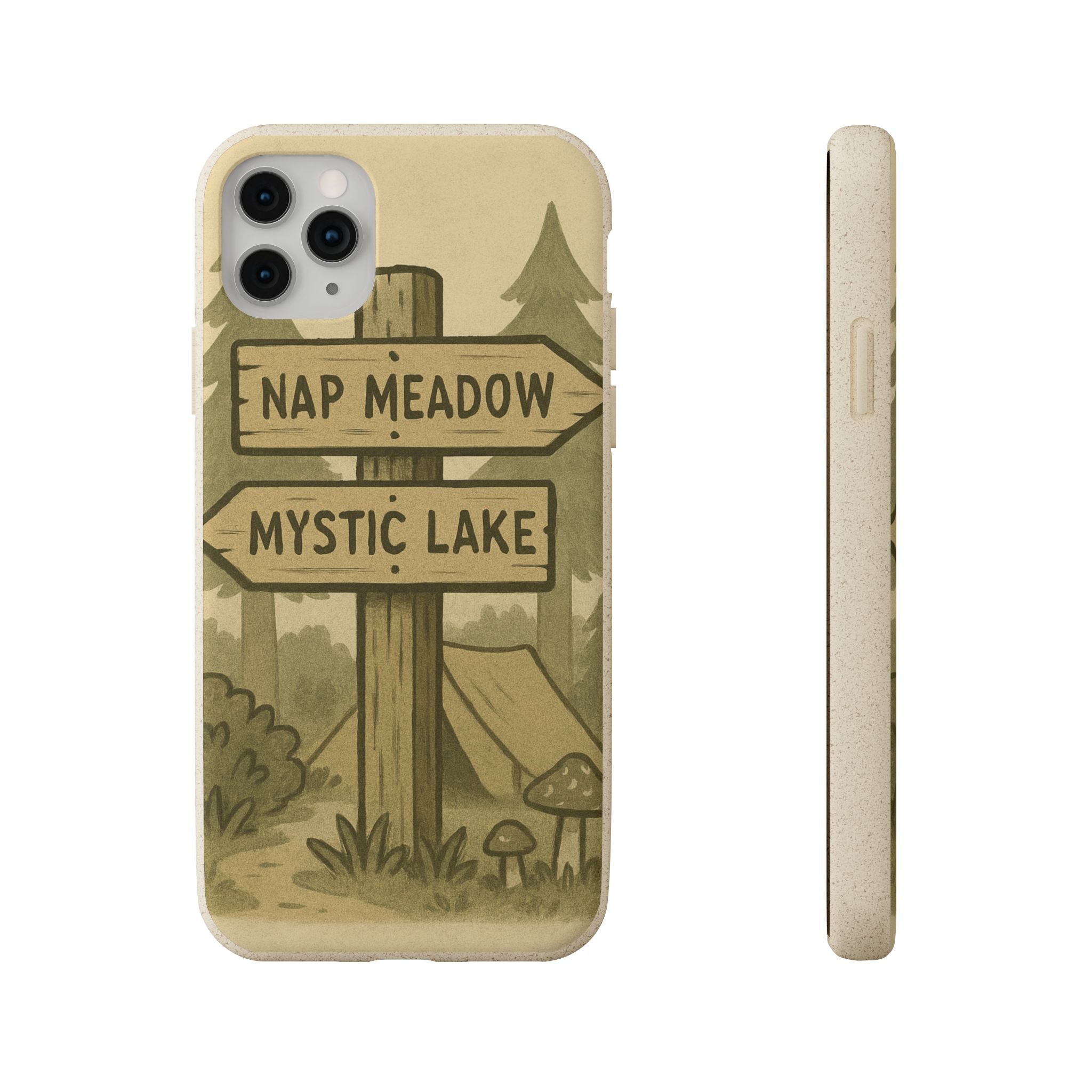 Biodegradable Phone Case — 'Nap Meadow' Mystic Lake Camping Design