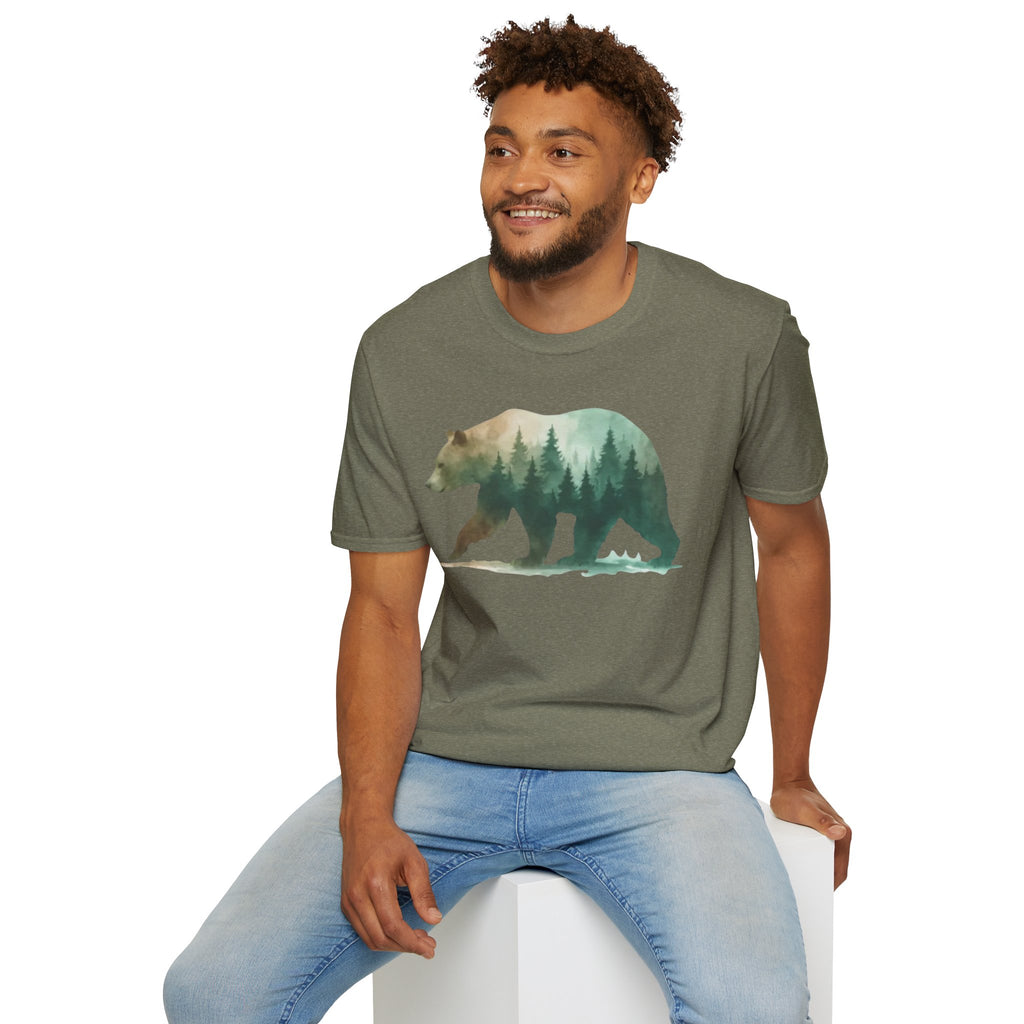 Forest Bear T-Shirt — Watercolor Woodland Bear Graphic Tee Shirt